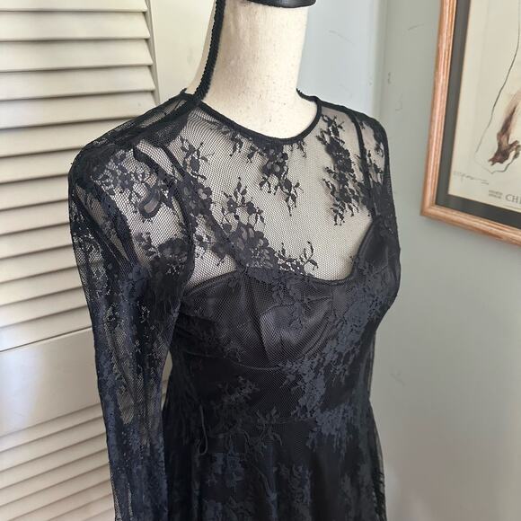 PEARL GEORGINA CHAPMAN MARCHESA Womens Dress Sheer Lace Whimsigoth Grunge 4 - Picture 5 of 14